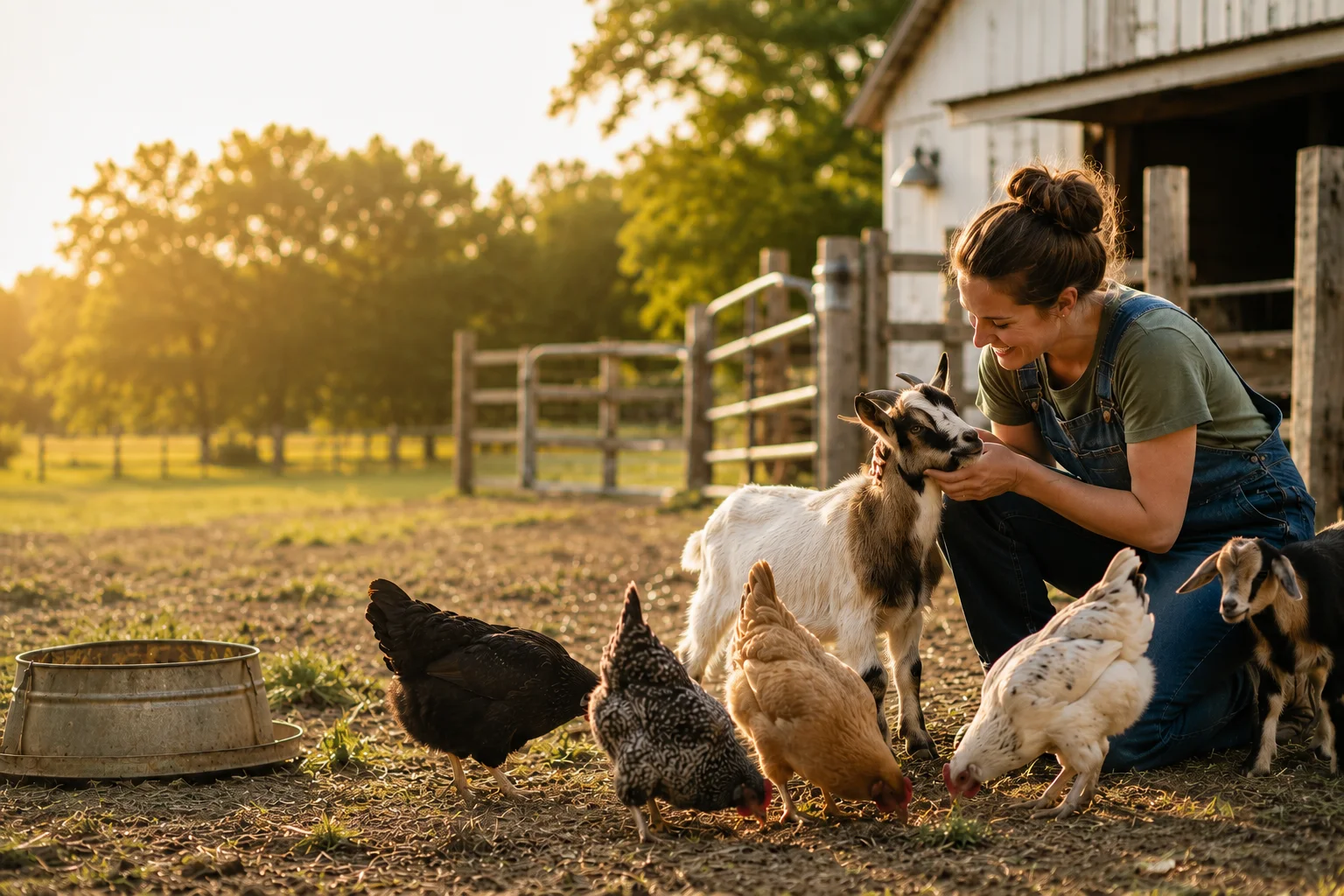 Farm landscape with livestock
